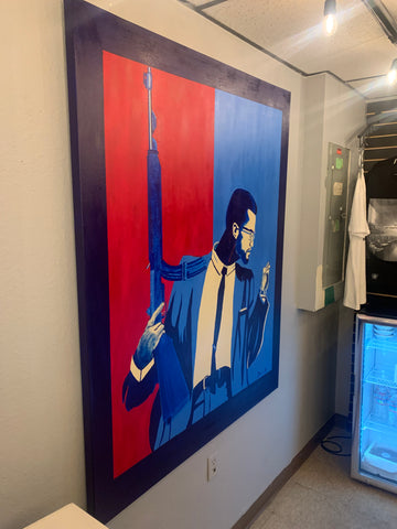 Malcolm X Art red white blue