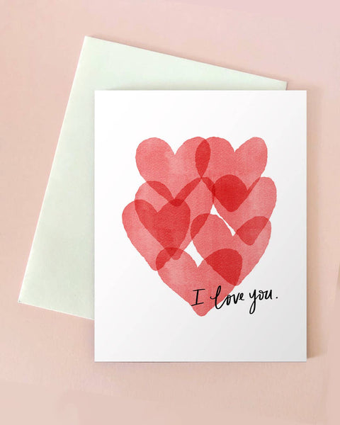 Watercolor Hearts Card